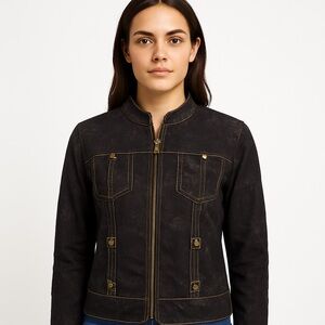 COLDWATER CREEK Black‎ Distressed Jacket|Size 10|Excellent Condition